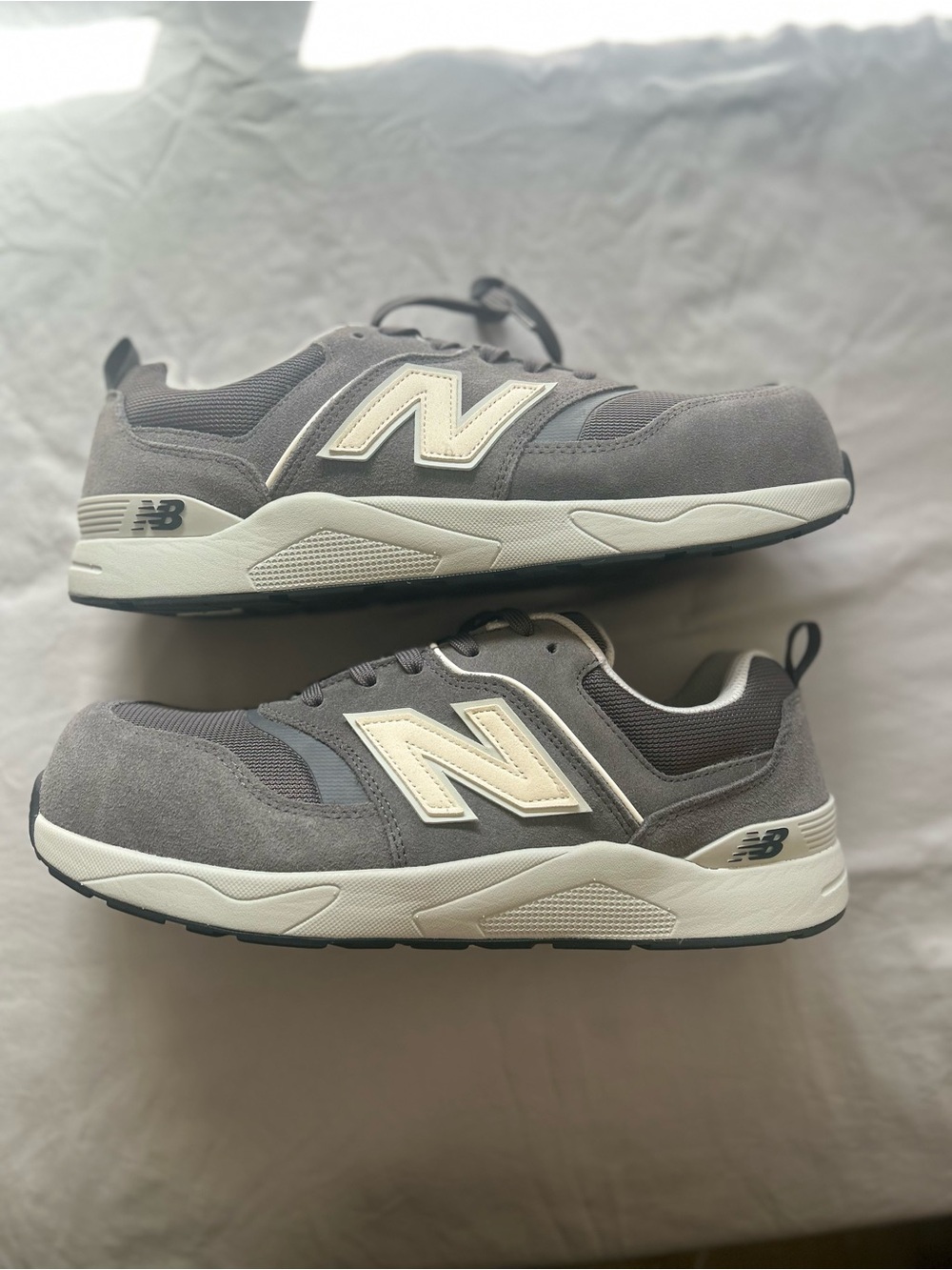 New Balance Men’s Gray Suede Composite Toe Non Slip EH Sole Sneakers